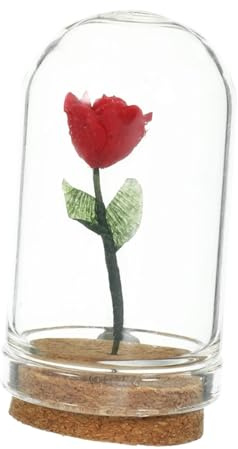 POPETPOP 2pcs Miniature Flower in Dome Artificial Rose Decoration for Tiny House Centerpieces Miniature Scene Model Easy to Maintain