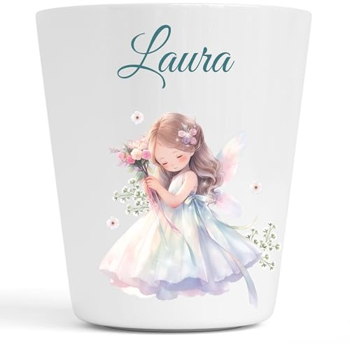 Générique Gobelet en Plastique pour Enfants | Gobelet Personnalisé avec Nom |Verre Plastique Incassable Personnalisé motif prince, château, fille, maison, renard (Fille Bouquet)
