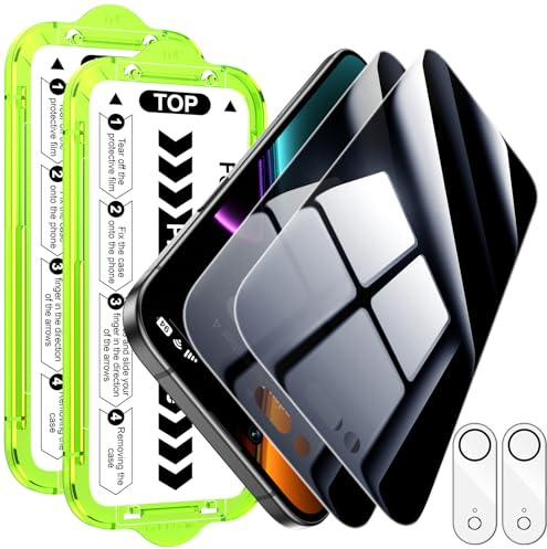 Esanik for iphone Air Privacy Screen Protector, 2x Privacy Glass with 2x Camera Lens Protector, 9H Anti-Spy Film (2025-6.5 inch)