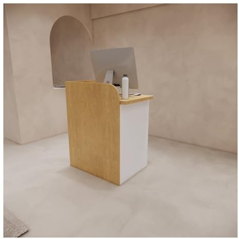 Modernt receptionsskrivbord med disk, välkommen kassabell för skönhetssalong, kontor, detaljhandel - snygg reception (höger L 100 cm/39,3 tum)