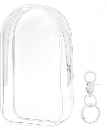 BEAMARKER Bolsa Transparente para Exhibir Figuras con Llavero para Muñecas, Bolsa de Almacenamiento para Muñecas, Color Blanco, con Cierre de Cremallera, Portátil, A Prueba de Polvo, para Exhibir Mini