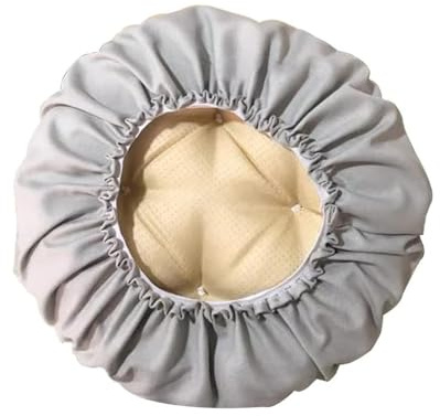 Round Thick Chair Cushion Covers for Bar Stools Non-Slip Upholstered Seat Pads with Elastic Straps for Wood/Metal Chairs Light Grey 45 cm