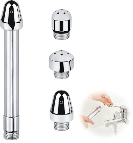 Shower Enema Douche Nozzle Shower Attachments Kits, Handheld Shower Nozzle Attachment Kit with 3 Aluminium Heads, Personal Hygiene Shower Cleaning Kit, Adjustable Water Pressure, Easy-Fit Shower Head