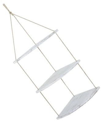 TOYANDONA Nordic Fan-shaped Wall Corner Storage Rack Wooden Flower Pot Shelf Hemp Rope 3-tier Hanging Planter Holder for Indoor Garden Balcony Decoration
