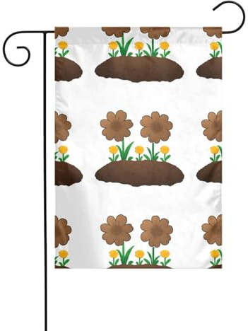 Bandera de jardín para decoración de jardín de 12 x 18 pulgadas, flores HJFCZH plantadas en estiércol de vaca, impresiones gruesas y resistentes al desgaste para macetas de jardín y césped