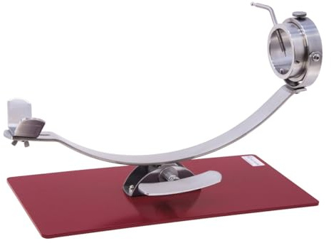 Bricolemar Flores Cortés Jamonero Balancín Giratorio, Base Roja 50x24.5 cm, Acero Inoxidable, Sistema de Rotación y Balanceo, Cabeza Giratoria Mejorada, Soporte Profesional para Jamón