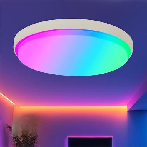 24W LED Deckenleuchte Ø30CM kompatibel mit Alexa Google Home Deckenlampe Dimmbar mit Fernbedienung und APP-Steuerung 3000K-6500K RGB Farbwechsel Einstellbar Lampe für Wohnzimmer Schlafzimmer