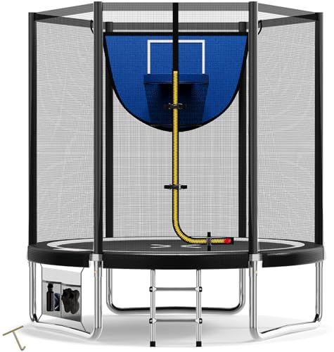 Devoko Trampolin Outdoor Ø 183/228/305/366/427 cm, GS-Zertifikat Indoor Trampolin Kinder Gartentrampoline, Komplettset mit Schuhnetz, Leiter, Randabdeckung, Sicherheitsnetz