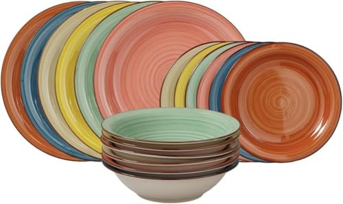 Servizio Piatti per 6 Persone in stoneware 18 pezzi per Lavastoviglie modello (madeira)