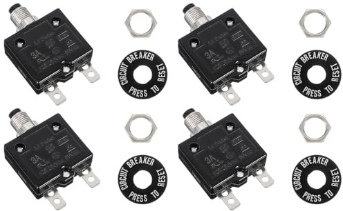 QUARKZMAN 4 Pcs Interruttore Termico A Pulsante 3Amp 125/250V AC 50V DC | Protettore Di Sovraccarico Termico, Con Ripristino Manuale, Per Auto Industriali