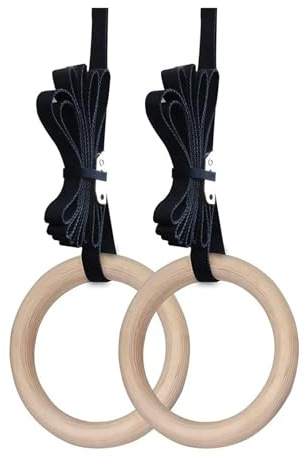 HNULGVI Gymnastikringar 28/32 mm fitness trä gymnastikringar hem gym utrustning styrketräning för hem (32 mm enkel ring)