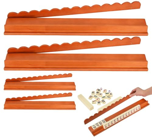 Générique Mahjong-Ständer mit Schieber | 4 magnetische Tabletts aus Holz | Spielbrett für Mahjong-Fliesen für Reisen, Haus, Anfänger, Billardtisch, Zug, Weihnachten, Gesellschaftsspiel