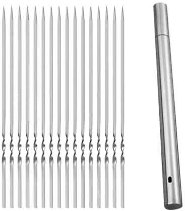 ZUXWUX Grillspett Återanvändbara grillspett Roterbara platta metallspett for trädgården