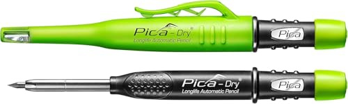 Pica 3030 Dry Automatic Longlife Tieflochmarker in Blisterverpackung I langlebiger Marker mit Spitzer und Halteclip I Spezial-Graphitmine 2.8 mm I nachfüllbar I Staub- und Nässenschutz