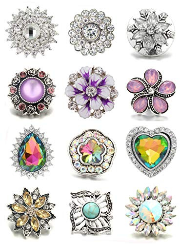 Lovglisten 12pcs 20mm Snap Button Chunk Jewelry Charms Snap Bracelet Accessories for Women