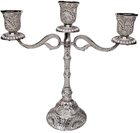 Tubayia Vintage Metall Kerzenhalter Kerzenleuchter Kandelaber Dekoration für Hochzeit Weihnachten Party (Silber,3-armig)