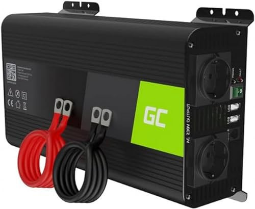 Green Cell Pro 1000W/2000W 12V a 220V/230V Onda sinusoidal Pura Inversor de Corriente DC AC Power Inverter Transformador de Voltaje para Coche Camion con Puerto USB