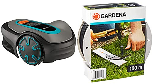 GARDENA Mähroboter SILENO minimo: Mit Bluetooth App programmierbar, mäht Flächen bis 250m² & Begrenzungskabel (150 m): Begrenzungsdraht für Gardena Mähroboter, witterungsresistent, Schwarzgrau