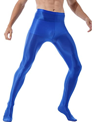 Freebily Pantalon de Compression Homme Translucide Legging Collant Fitness Gym Yoga Sport Elastique Taille Haut Bleu L