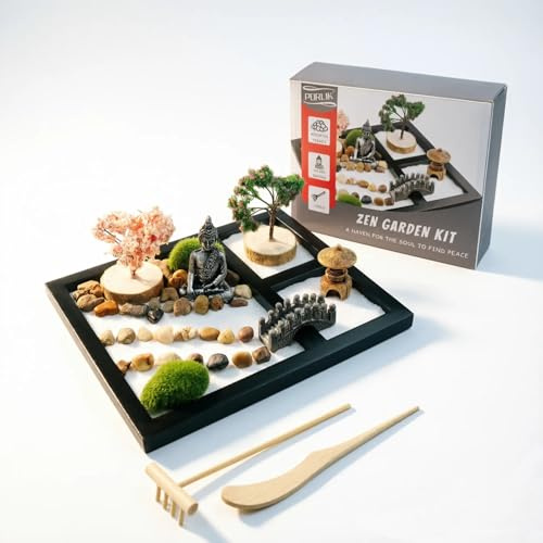 Zen Garten Set，Japanisches Zen Sand Garten Miniatur Geschenk Set,Japanischer Zen-Garten für den Schreibtisch, zen garten miniatur，Haus & Büro Deko