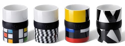 PO: DESIGN - Couleurs Ring Espresso (620) - Set of 4 Tasses Espresso de Porcelaine 60ml