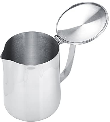 Edelstahl Kaffeebecher Milchkännchen mit Deckel Milch Aufschäumen Aufschäumkännchen für Latte Macchiato Cappuccino Barista Zuhause Café Bar Restaurant Hotel (1500 ml)