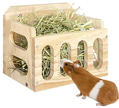 Odavom Heuraufe aus - Heuraufe für Meerschweinchen,Heu-Futterhäuschen für Kleintiere aus für Habit Bunny Meerschweinchen Chinchilla Hamster