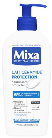 Mixa Expert Peau Sensible - Lait Céramide Protection - Anti-Sécheresse Sévère - Peaux Sèches et Fragilisées - Hypoallergénique - Sans Parfum - 250ml