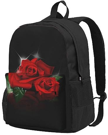 StOlmx Red Roses Laptop Rucksack, Reiserucksack, Große Wickeltasche, Arzttasche, Schwarz , One size
