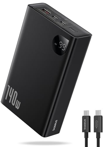 Baseus 140W Portable Charger,24000mAh Laptop Power Bank,3-Port Fast Charging USB C Battery Pack,2 USB-C&1 USB-A,Smart Digital Display Battery Bank Compatible with iPhone, iPad, MacBook, Dell XPS,HP