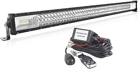 AUXTINGS 106 cm Barre Lumineuse Droite 540W Feux Antibrouillard LED avec 12V télécommande stroboscopique Kit de câblage 6000K 3 Rangées Etanche LED Projecteur pour Voiture Camion Tracteur 4X4,IP67