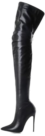 ticticlily Damen Overknee High Heels Hohe Stiefel Winter Reißverschluss Stiletto Absatz Lang Boots A Schwarz 37