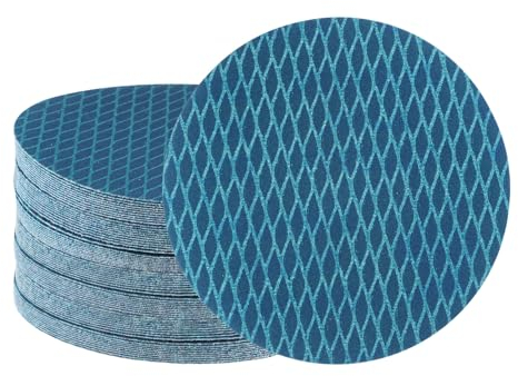 sourcing map 70uds Diamante Forma Lijado Discos 6 Pulgadas 320 Grano Gancho y Bucle Azul Rombo Lija Papel Pescado Escama Lijadora Acabado Discos, Húmedo y Seco Pulido