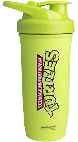 Smartshake TMNT Reforce Proteína Shaker Acero Inoxidable 900 ml | 30 oz – Tapón de rosca a prueba de fugas – Sin BPA – No aislado – Unisex Gym Shaker Acero Inoxidable – Verde Claro