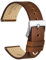 WOCCI 20mm Antikes Uhrenarmband für Herren, Sattelleder, Silberne Schnalle (Karamellbraun)