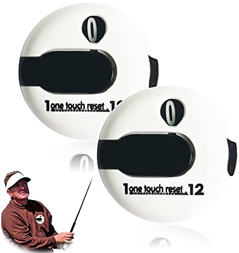 LOVMEAD Golf Score Counter Stroke mit Aufsatz Zähler Clicker 2 Pack, One Touch Reset bis zu 12 Schläge Portable Mini Clip für Golfer Handschuh Tasche Hut (Weiß 2 Stück)