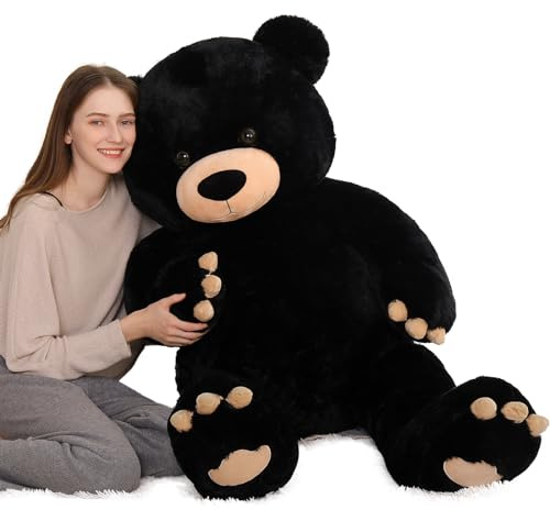 MorisMos 150cm Teddybär groß XXL, Schwarz riesen Teddy teddys, Süß 1.5m Teddy Kuscheltier XXXL als Weihnachten Geschenk Kinder Baby