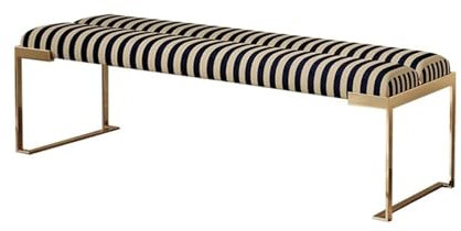 Sitzbank für Schlafzimmer Nachttischhocker for Schlafzimmer und Wohnzimmer, moderne Wohnzimmerbank, Einstiegsschuhbank aus Edelstahl, kreative gestreifte Schuhbank Bettbank(Schwarz,120*45*45cm)