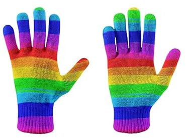 HZCRAES Strickhandschuhe Für Den Winter Für Damen – Hübsch Gestreifte Touchscreen-Handschuhe Mit Regenbogen-Print, Hautfreundliche, Winddichte Handschuhe Für Die Freizeit Im Herbst, Für Die Arbeit Od