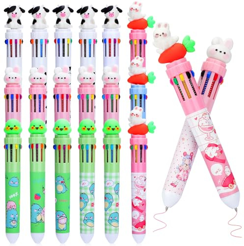 OPPZZIT Mitgebsel Kindergeburtstag 6 7 8 9 10 Jahre, Kindergeburtstag Gastgeschenke & Give Aways, 20 Pcs 0.5mm Handbuch Kugelschreiber 10 Farben mit Cartoon-Muster