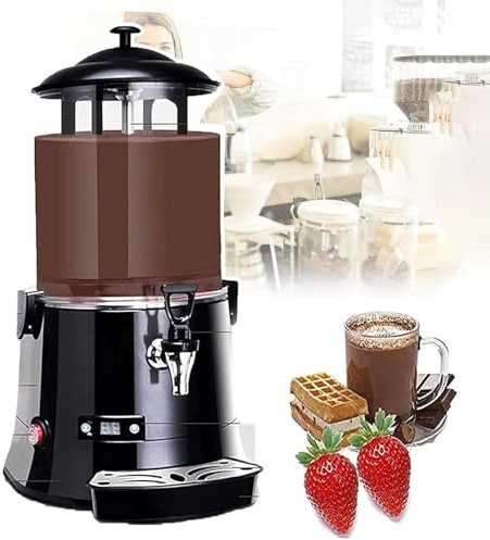 Hot Chocolate Dispenser,Electric Machine Hot Chocolate Dispenser Warmer,5L/10L Chocolate Dispenser W/Led Display (30℃-90℃),Stainless Steel Hot Chocolate Heating and Mixing Machine(10L)