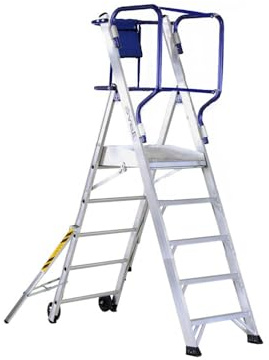 Svelt Scala Professionale a Castello Trasportabile e Certificata, con Protezione 360°, Piattaforma Antisdrucciolo, Corrimani e Allargatori Richiudibili, Gradini 80 mm (5 Gradini)