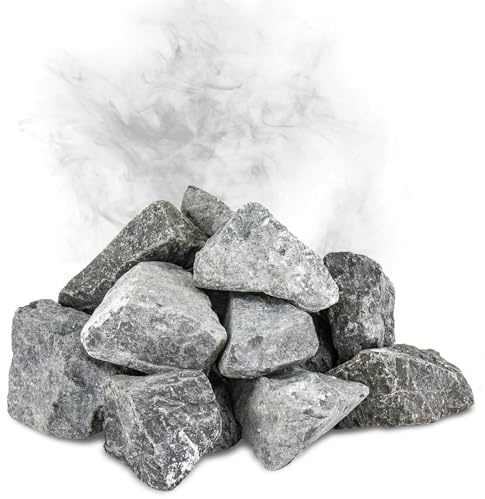 Flameup Diabas Saunasteine, 20 kg, 50-110 mm, vorgewaschene Aufgusssteine für Saunaofen, handverlesen, schadstofffreies Saunazubehör für alle Arten von Sauna
