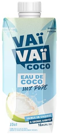 Vaïvaï - Eau de Coco - 100% Pur Jus - Douce et Rafraîchissante - Sans Sucres Ajoutés - 12 Briques Tetra Pak de 33cl