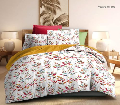 Générique Parure de lit 4 pièces 160 x 200 cm Queen Size -1 Drap Housse 160 x 200 cm -1 Drap Plat - 240 x 300 cm - 2 taies d'oreillers 65 x 65 cm 100% Coton 57 Fils /cm2 Haute Gamme Cosy-DESTOCK