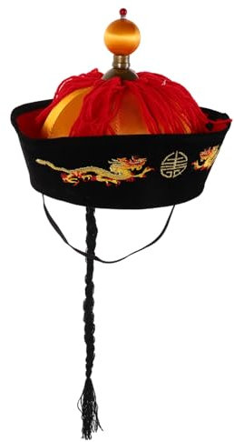YARNOW Chapeau Royal Chinois Traditionnel avec Tresses De Costume pour Fête Et Jeu De Rôle Chapeau De Cour Décoratif
