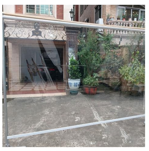 Spring-Wasserdichtes Transparentes PVC-Rollo Winddicht Außen Für Pergola/Terrasse/Balkon HD-Klarsicht Staubdicht Schnurlos mit Griff Maßkonfektion(W165xH200cm)