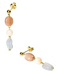Purelei Sunrise Ohrringe – Hängeohrringe mit Aquamarin, Sonnenstein & Albit – Edelstahl 18K vergoldet – Damen Schmuck 37 mm – Zarte Farben & Aloha-Vibes