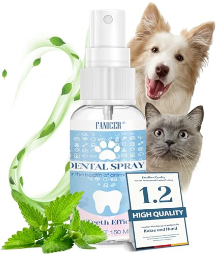 150ml Dentifricio Spray per Cani e Gatti, Igiene Orale, Alito Fresco, Contrasta Placca e Tartaro,Pulizia Denti Facile