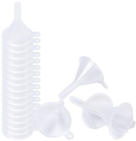 BEAMARKER 20 petit Entonnoir Transparent à Col Étroit en Plastique Mini Trémie de Cuisine Bouteille de Remplissage Transparente Outil pour Perles de Laboratoire Transfert de Liquide Huiles Essentielle